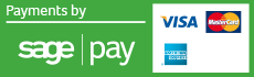 Payments by SagePay: VISA, Mastercard and Amex accepted